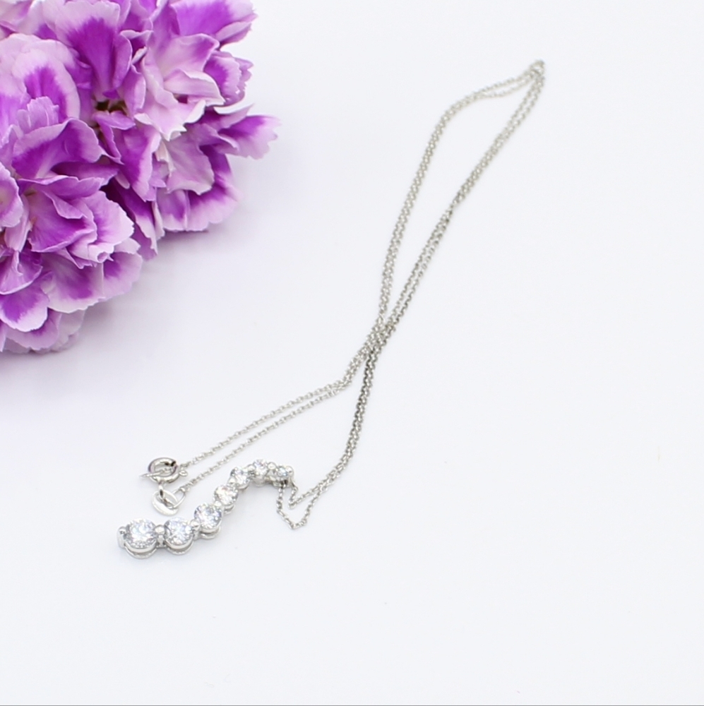 Sterling Silver CZ journey necklace - Picture 3 of 7